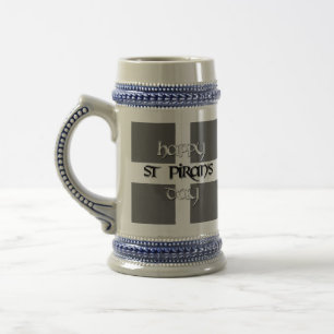 Caneca De Cerveja O dia de Piran da rua com bandeira Cornish