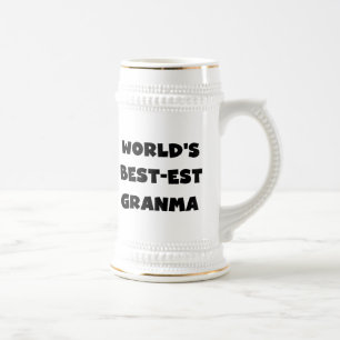 Caneca De Cerveja O Melhor-est Granma do mundo preto e branco