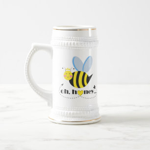 Caneca De Cerveja Ó Namorados de mel, rainha da abelha com tiara