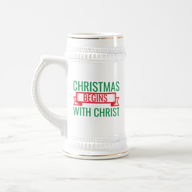 Caneca De Cerveja o natal começa com cristo-15523 (Esquerda)