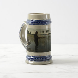 Caneca De Cerveja O pescador. Pesca feliz
