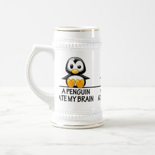 Caneca De Cerveja O pinguim engraçado comeu meu gráfico do cérebro