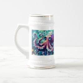 Caneca De Cerveja Octopus Náutico Beach Coastal Personalizado