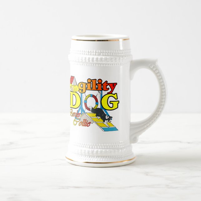 Caneca De Cerveja Ofertas de Agilidade de Collie de Borda (Direita)