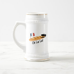 Caneca De Cerveja Oh La La - Baguette Francês - Francofile Engraçado