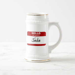 Caneca De Cerveja Olá! meu nome é Jada (vermelho)