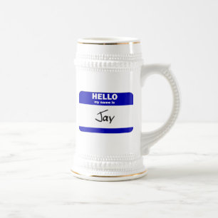 Caneca De Cerveja Olá! meu nome é Jay (azul)