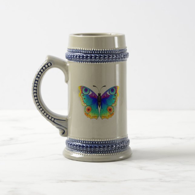 Caneca De Cerveja Olho Peacock da Borboleta Arco-Íris (Esquerda)