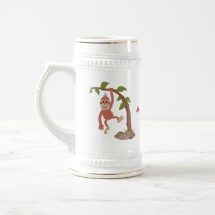 Caneca De Cerveja Óptica de desenho animado de orangotango, um bebê 