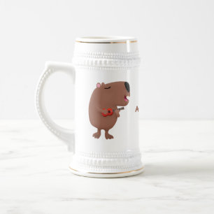 Caneca De Cerveja Óptica desenho animado de capybara ukulele