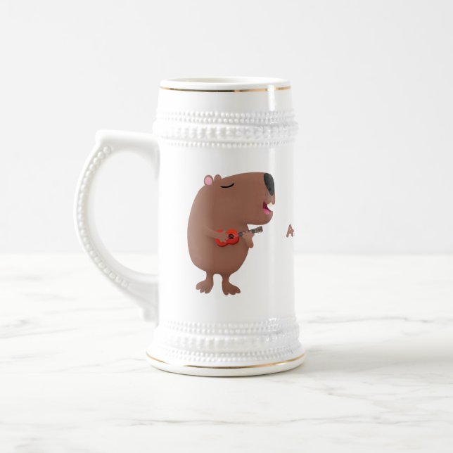 Caneca De Cerveja Óptica desenho animado de capybara ukulele (Esquerda)