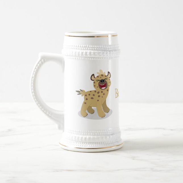 Caneca De Cerveja Óptica hiena engraçada rindo ilustração de desenho (Esquerda)