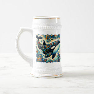 Caneca De Cerveja Orca Killer Whale Floral Whimssic - Praia Náutica