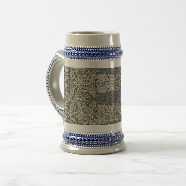 Caneca De Cerveja Ornamental Traditional Paisley design  (Frente Esquerda)