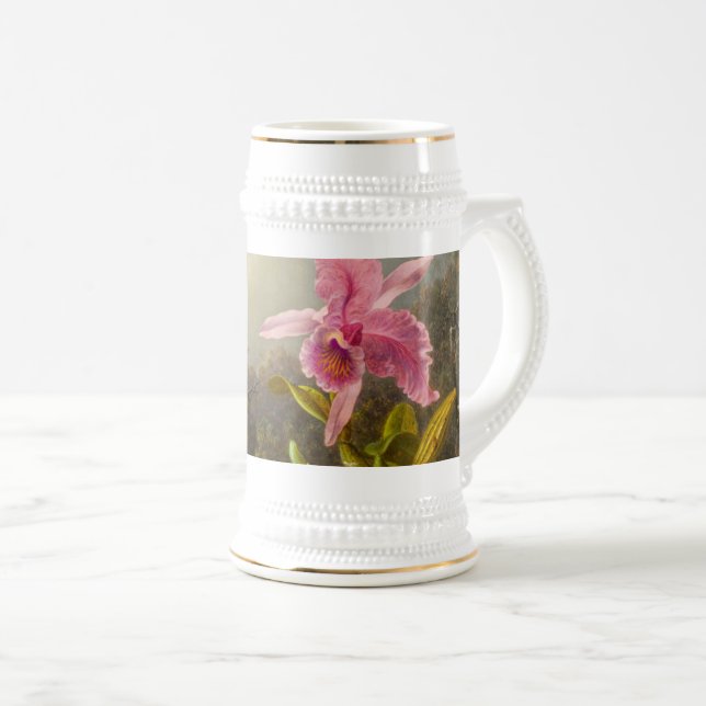 Caneca De Cerveja Orquídea com dois beija-flores (Frente Esquerda)