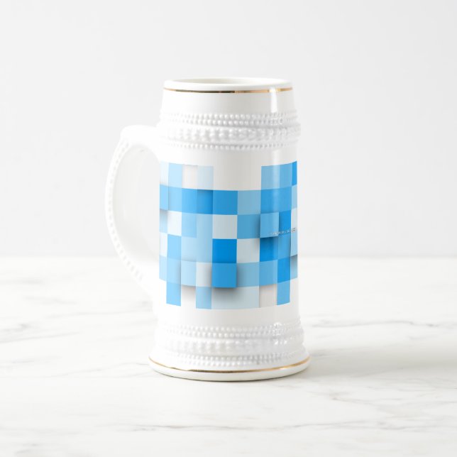 Caneca De Cerveja Os quadrados de SlipperyJoe - mosaico moderno trab (Frente Esquerda)