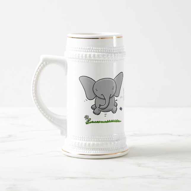 Caneca De Cerveja Ótima ilustração de desenho animado de elefante be (Esquerda)