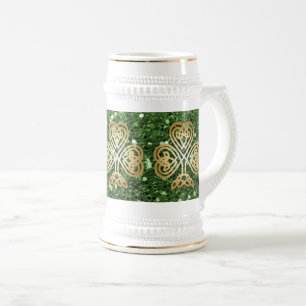 Caneca De Cerveja Ouro Brilhando Lente Celular Lente Verde do Shamro