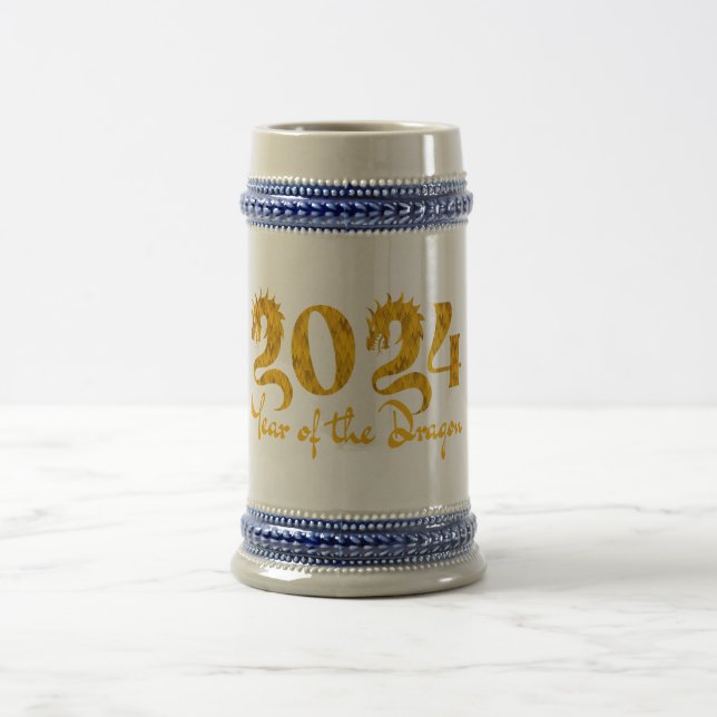 CANECA DE CERVEJA OURO DO ANO DO DRAGÃO DE 2024 (Centro)