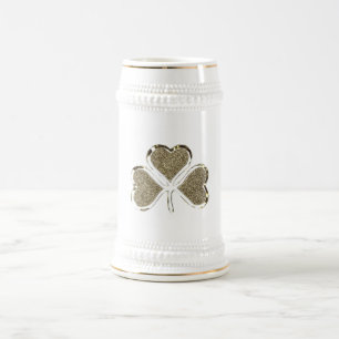 Caneca De Cerveja Ouro Shamrock Clover Ireland - Símbolo Irlandês
