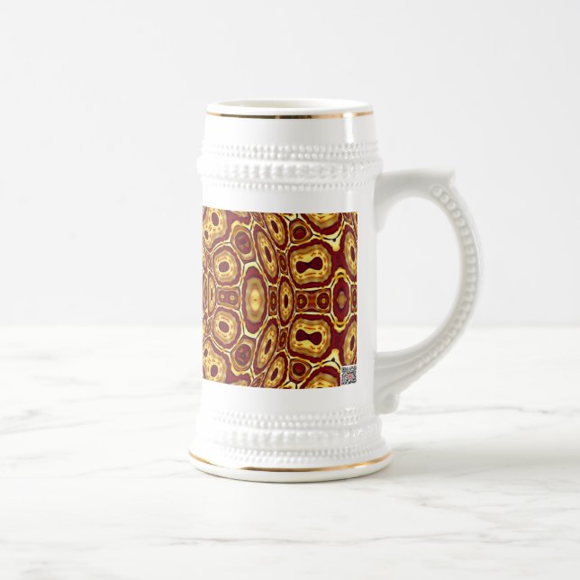 Caneca De Cerveja Padrão Abstrato Vermelho Dourado Boho Marroquino (Direita)