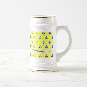 Caneca De Cerveja Padrão de âncora amarela