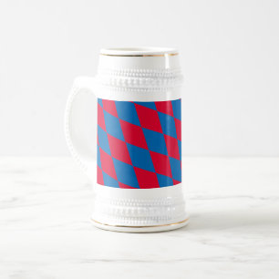 Caneca De Cerveja Padrão de bandeira de diamante da Baviera azul e v