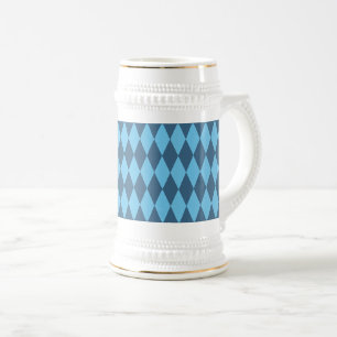 Caneca De Cerveja Padrão de Bandeira Losango da Baviera Azul
