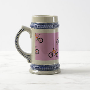 Caneca De Cerveja Padrão de bicicletas a rosa