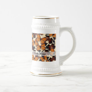 Caneca De Cerveja Padrão de borboleta marrom
