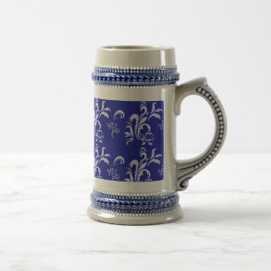 Caneca De Cerveja padrão de damasco azul
