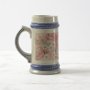 Caneca De Cerveja Padrão de Flor de Sakura Rosa