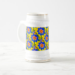 Caneca De Cerveja Padrão de Flores de Abstrato Bonito