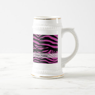 Caneca De Cerveja Padrão de impressão de zebra roxa