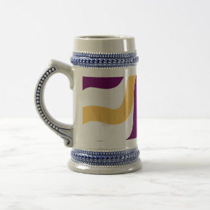 Caneca De Cerveja Padrão de linhas curvas onduladas amarelo marrom v