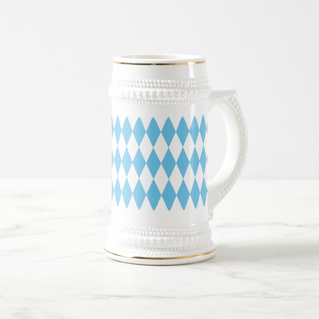 Caneca De Cerveja Padrão de Sinalizador Rhombus da Baviera Azul e Br (Frente Esquerda)