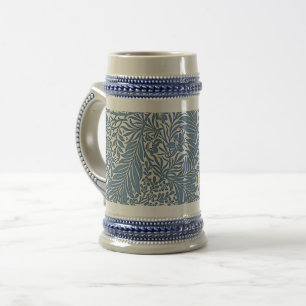 Caneca De Cerveja Padrão Floral do século 19 Azul no Backgrou Branco