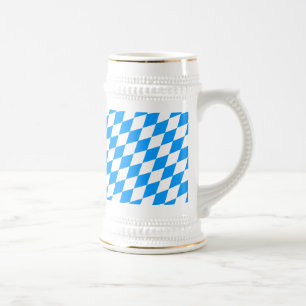Caneca De Cerveja Padrão Moderno Azul Branco Fresco Baviera