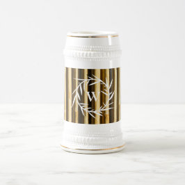 Caneca De Cerveja Padrão Rústico de Linhas Verticais do Monograma de