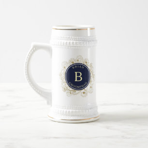 Caneca De Cerveja Padrinhos de azul marinho vintage