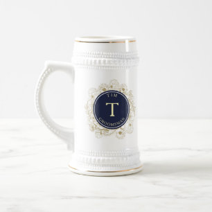 Caneca De Cerveja Padrinhos de Casamento Elegantes em Azul Marinho