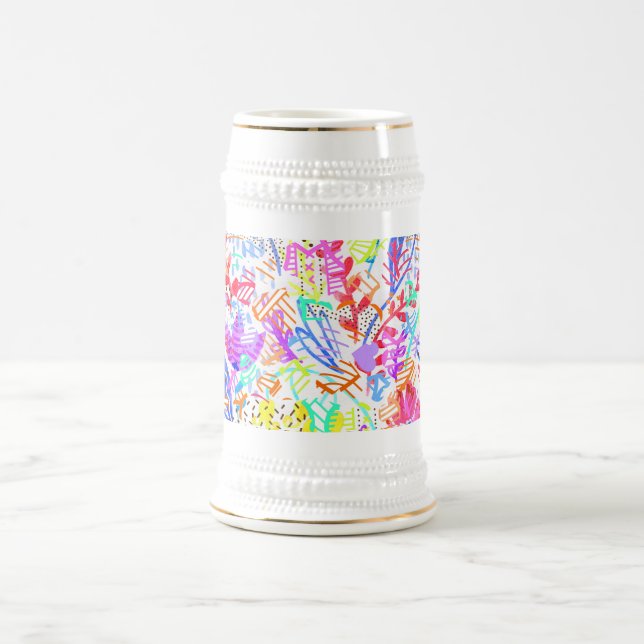 Caneca De Cerveja Padrões abstrato de flores coloridas (Centro)