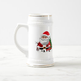 Caneca De Cerveja Pai Claus com uma Reindeer
