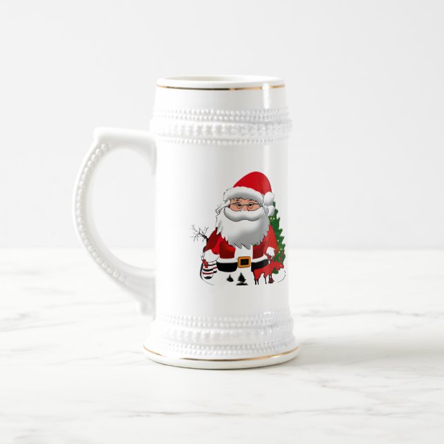 Caneca De Cerveja Pai Claus com uma Reindeer (Esquerda)