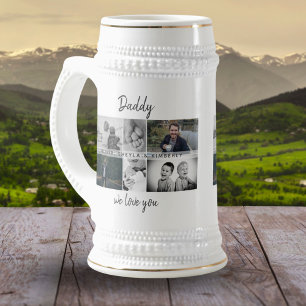 Caneca De Cerveja Pai com Crianças e Colagem de Fotos do Pai 6 da Fa