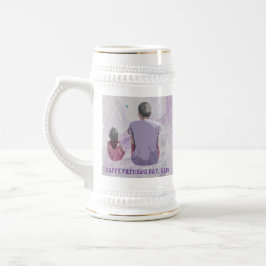 CANECA DE CERVEJA PAI E FILHA SENTADOS