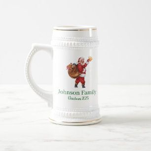 Caneca De Cerveja Papai Noel Bebendo Cerveja Vintage