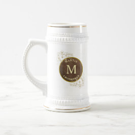 Caneca de Cerveja para Padrinho com Monograma Rúst