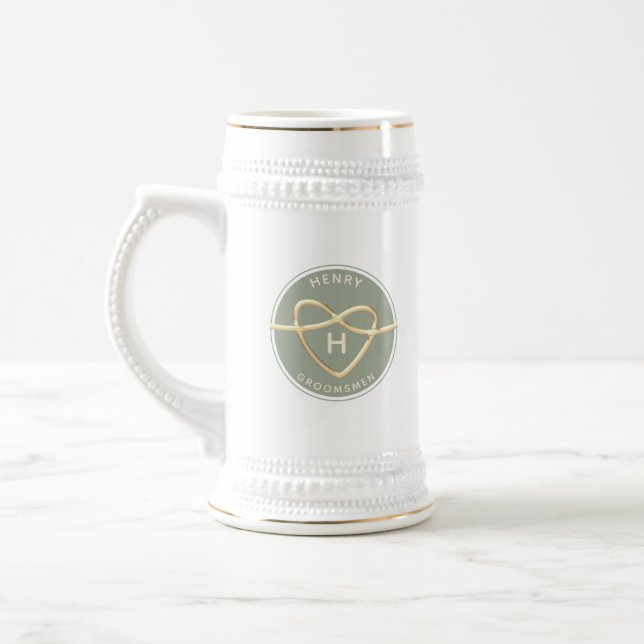 Caneca de cerveja para padrinhos em verde salvia c (Esquerda)