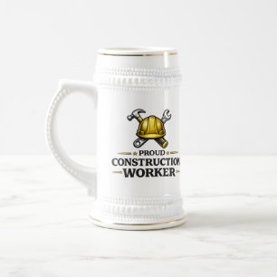 Caneca de cerveja para trabalhador de construção o